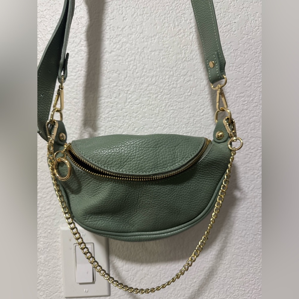 Green Leather Crossbody Bag